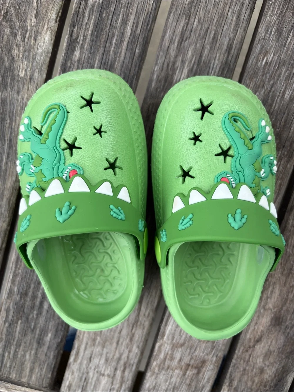 Croc Like  Sandals For Kids with Dino Accent Size 7/8